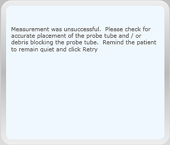 Measurement was unsuccessful Measurement was unsuccessful