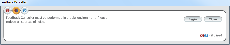 Initialization View for Feedback Canceller (prior to custom measurement)