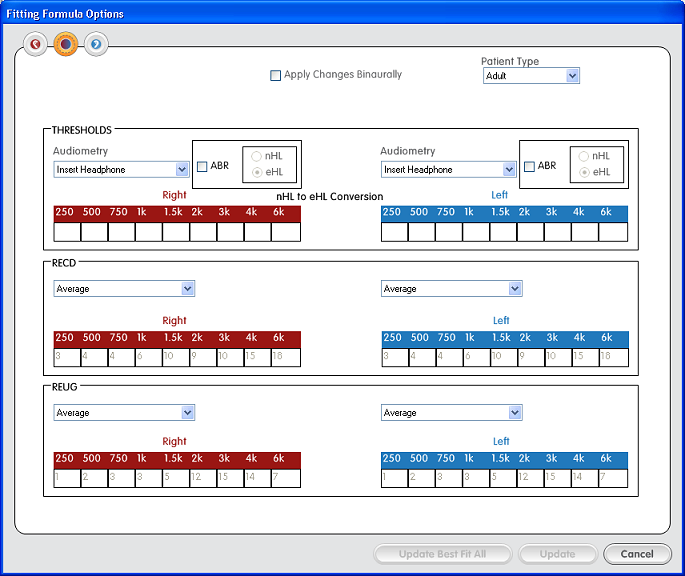Fitting Formula Options Fitting Formula Options